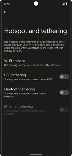 Press Wi-Fi hotspot. Press Wi-Fi hotspot.