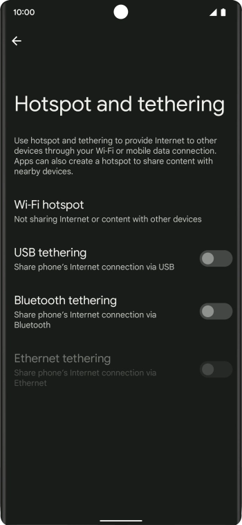 Press Wi-Fi hotspot. Press Wi-Fi hotspot.