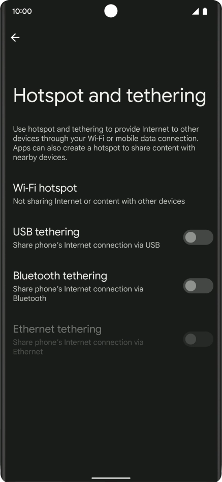Press Wi-Fi hotspot. Press Wi-Fi hotspot.