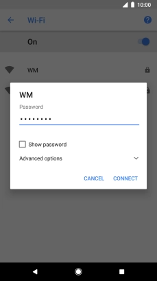 Key in the password for the Wi-Fi network and press CONNECT. Key in the password for the Wi-Fi network and press CONNECT.