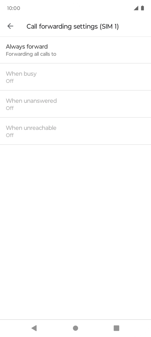 Press the required divert type. Press the required divert type.