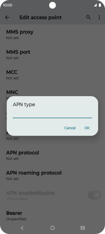 Key in default and press OK. Key in default and press OK.