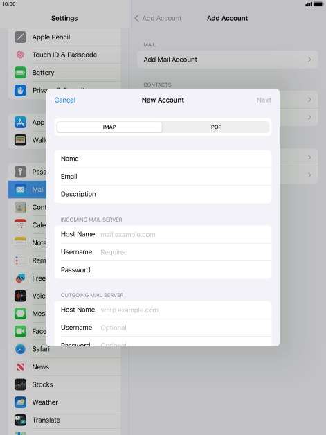 Press IMAP. Press IMAP.