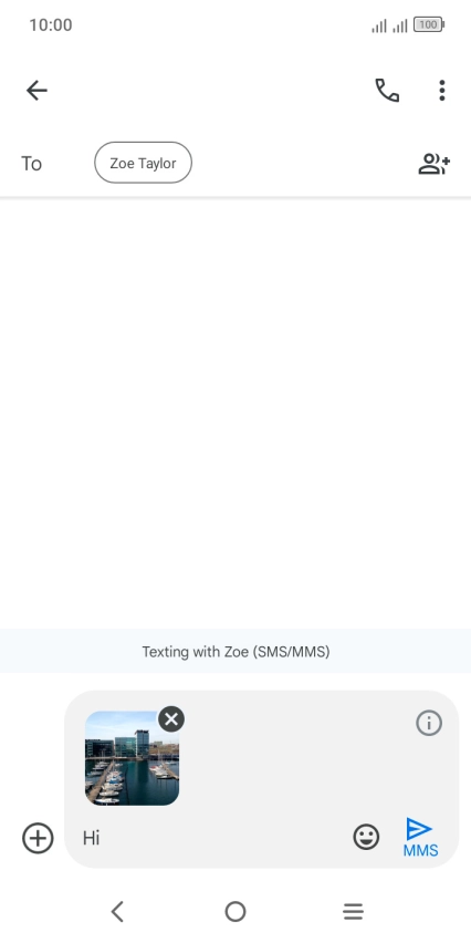 Press the send icon when you've finished your MMS. Press the send icon when you've finished your MMS.
