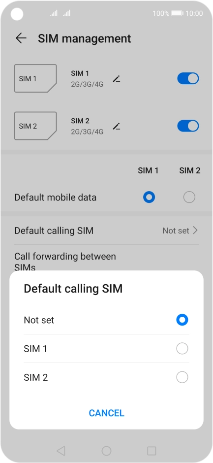 Press the required setting. Press the required setting.