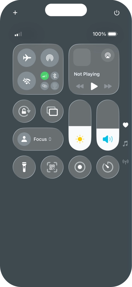 Press the flight mode icon to turn the function on or off. Press the flight mode icon to turn the function on or off.