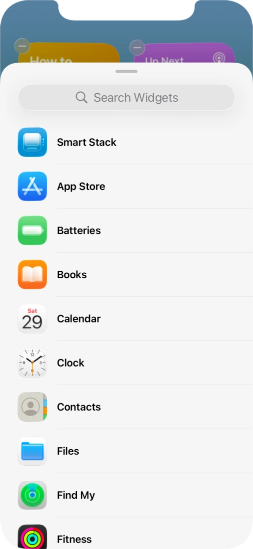 Press the required widget. Press the required widget.