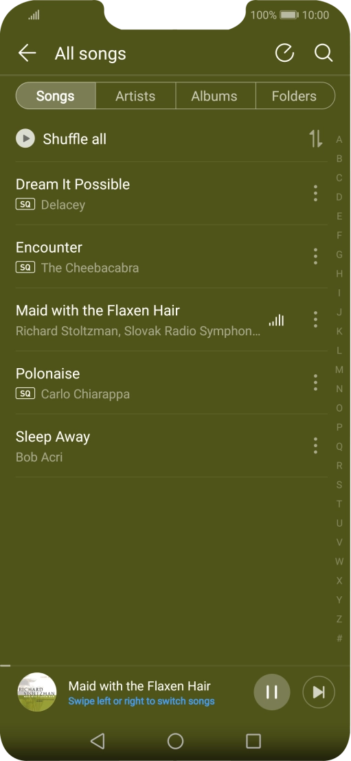 Press the song title at the bottom of the screen. Press the song title at the bottom of the screen.