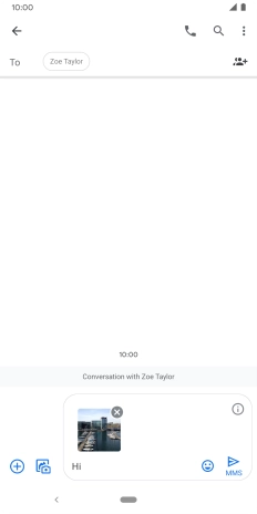 Press the send icon when you've finished your MMS. Press the send icon when you've finished your MMS.
