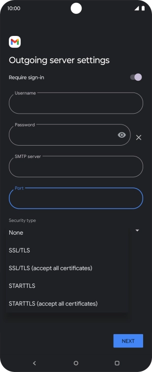 Press SSL/TLS. Press SSL/TLS.