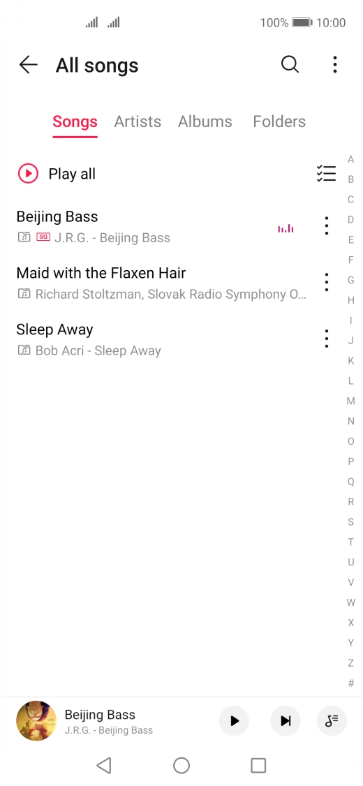 Press the required category and go to the required audio file. Press the required category and go to the required audio file.