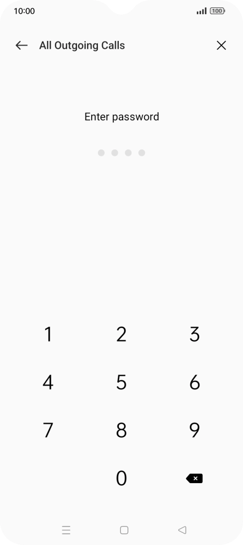 Key in your barring password. Key in your barring password.