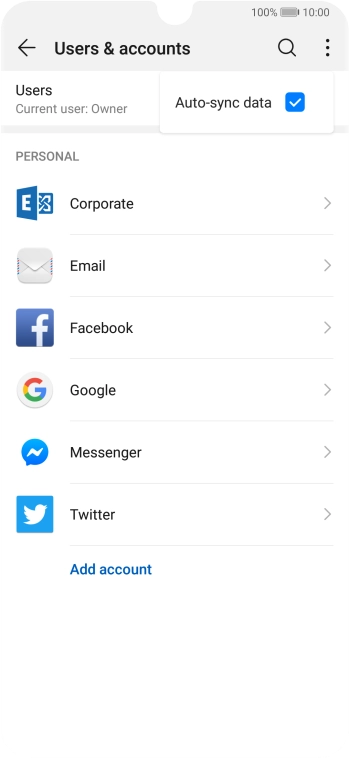 Press Auto-sync data to turn the function on or off. Press Auto-sync data to turn the function on or off.