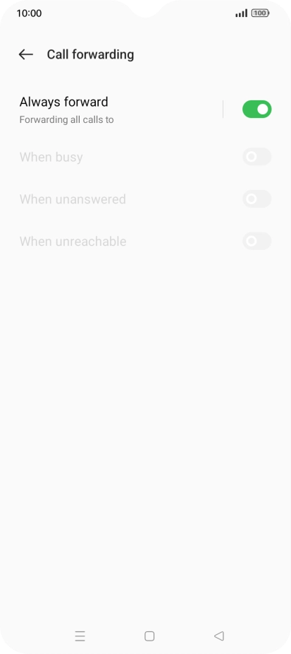 Press the indicator next to the required divert type. Press the indicator next to the required divert type.