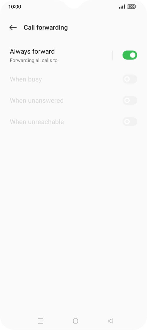 Press the indicator next to the required divert type. Press the indicator next to the required divert type.