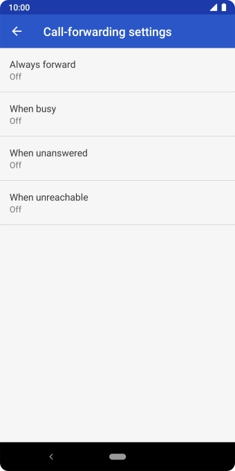 Press the required divert type. Press the required divert type.
