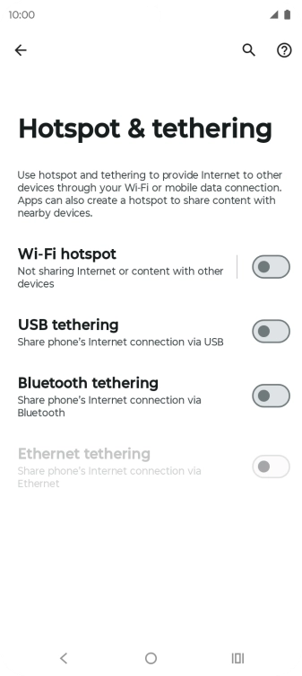 Press Wi-Fi hotspot. Press Wi-Fi hotspot.