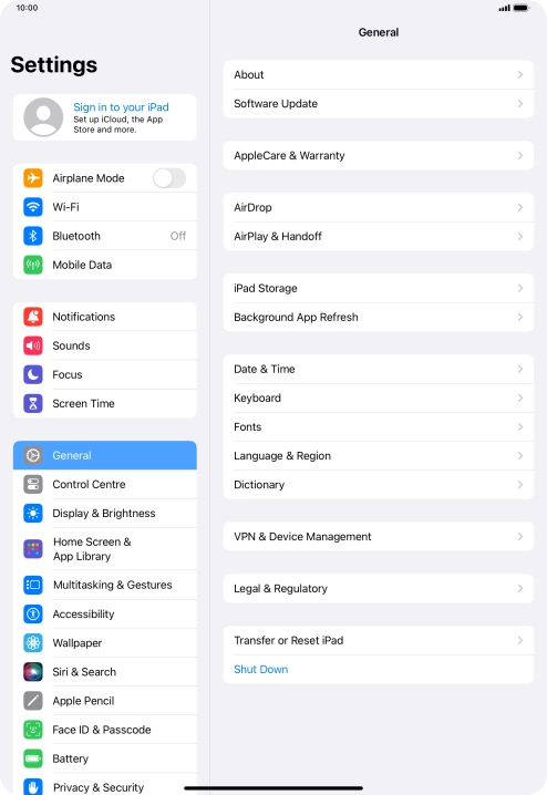 Press Sign in to your iPad. Press Sign in to your iPad.