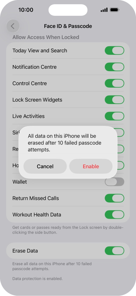 If you turn on the function, press Enable. If you turn on the function, press Enable.