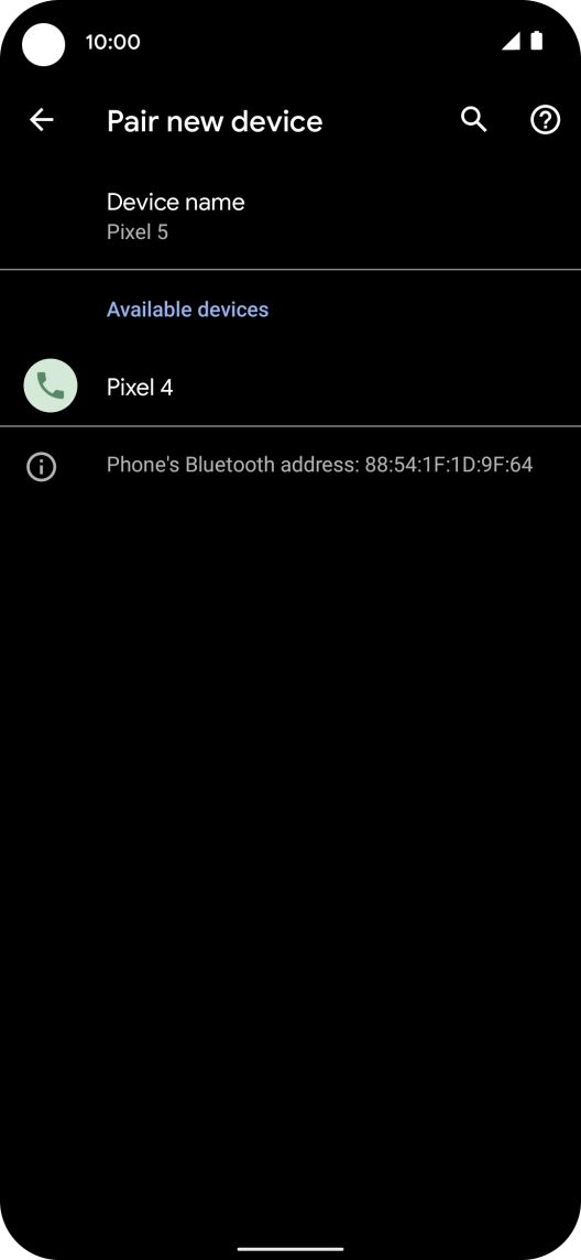 Press the required Bluetooth device and follow the instructions on the screen to pair the device with your phone. Press the required Bluetooth device and follow the instructions on the screen to pair the device with your phone.