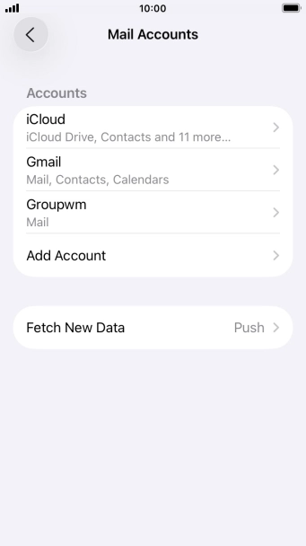 Press the name of the email account you've just set up. Press the name of the email account you've just set up.