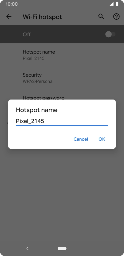 Key in the required Wi-Fi hotspot name and press OK. Key in the required Wi-Fi hotspot name and press OK.