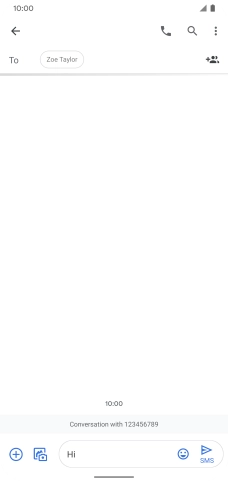 Press the send icon when you've finished your SMS. Press the send icon when you've finished your SMS.