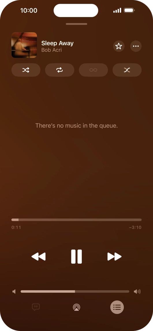 Press the shuffle icon to turn the function on or off. Press the shuffle icon to turn the function on or off.