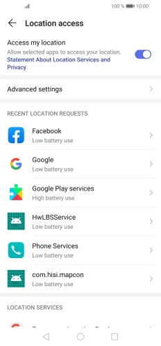 Press Google Location Accuracy. Press Google Location Accuracy.