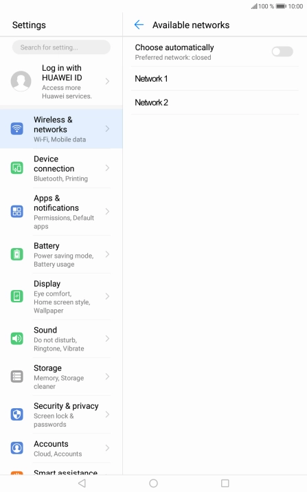 Press the required network. Press the required network.
