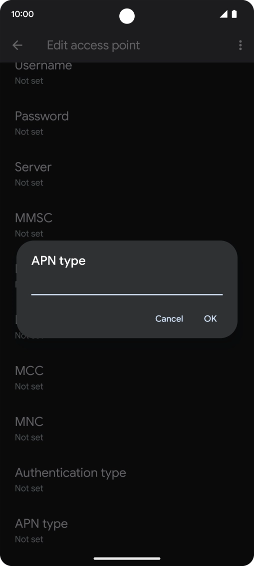 Key in default and press OK. Key in default and press OK.