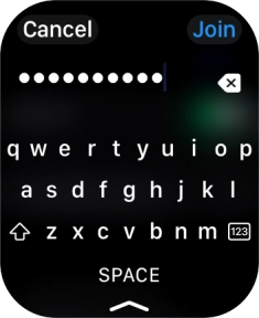 Key in the password for the Wi-Fi network and press Join. Key in the password for the Wi-Fi network and press Join.
