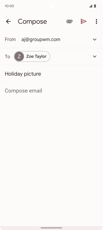 Press the text input field and write the text for your email. Press the text input field and write the text for your email.