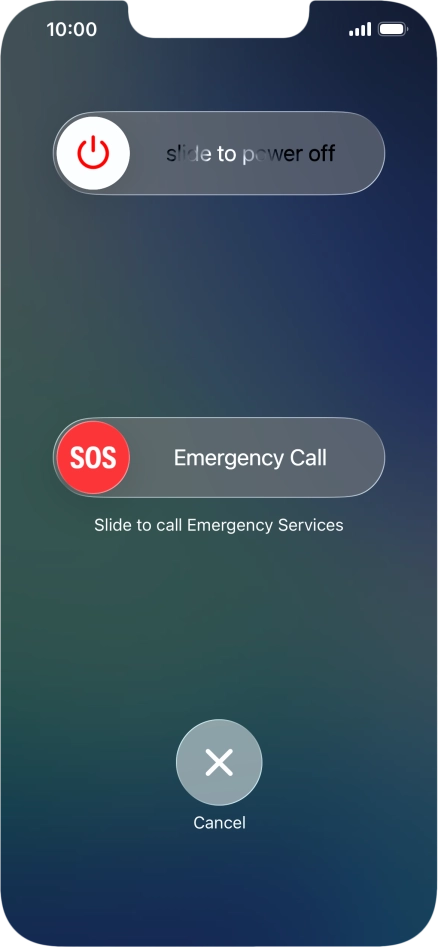 Press and drag the power off icon right. Press and drag the power off icon right.