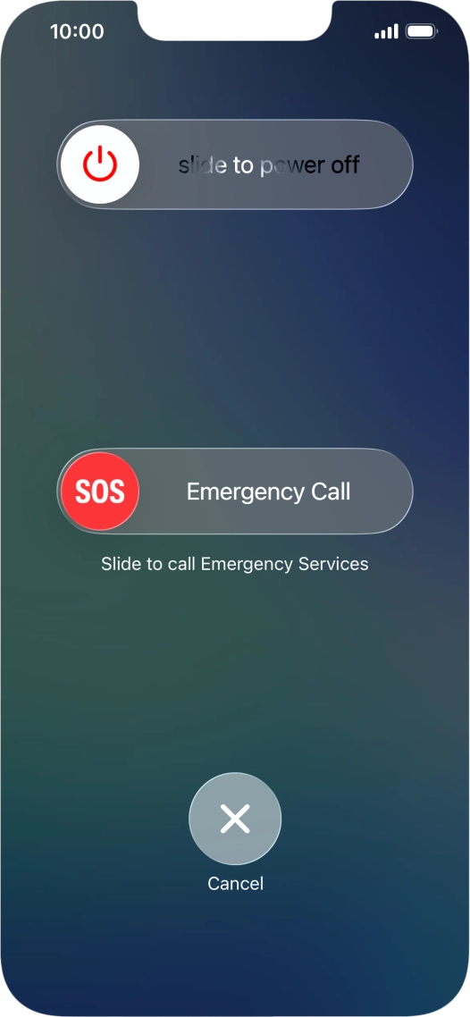 Press and drag the power off icon right. Press and drag the power off icon right.