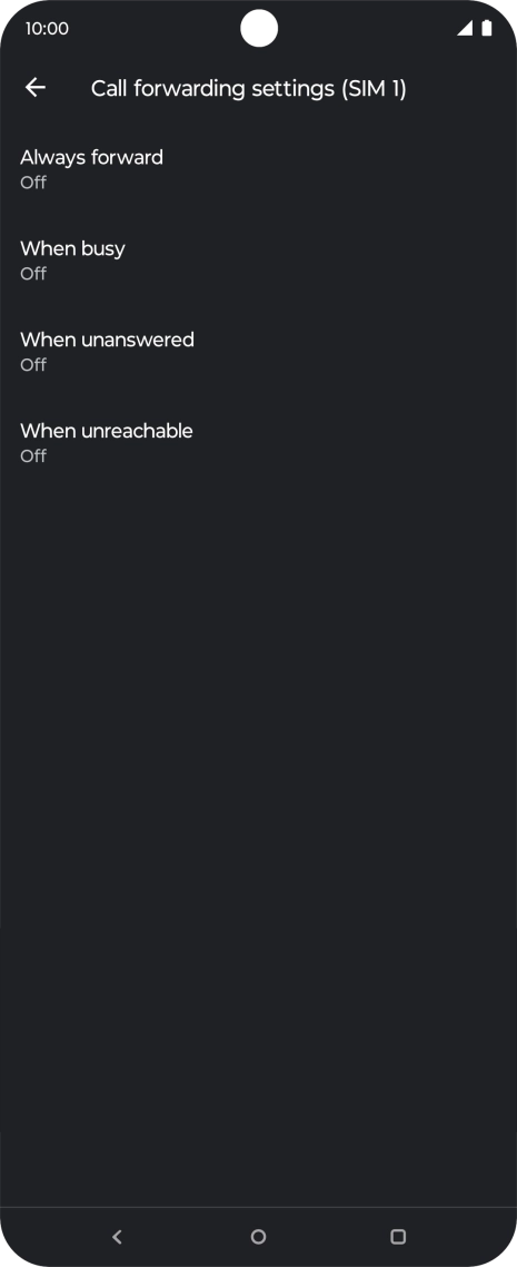 Press the required divert type. Press the required divert type.