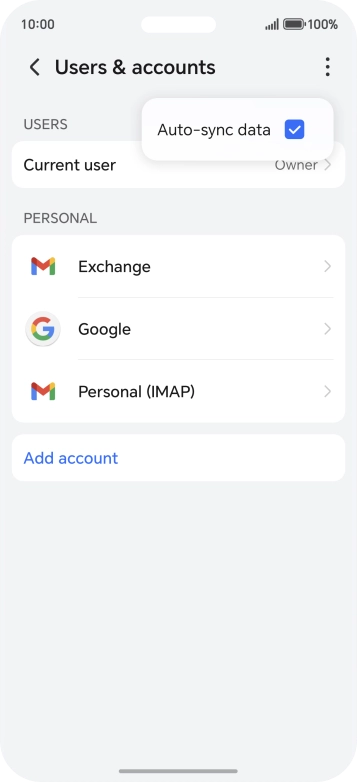 Press Auto-sync data to turn the function on or off. Press Auto-sync data to turn the function on or off.
