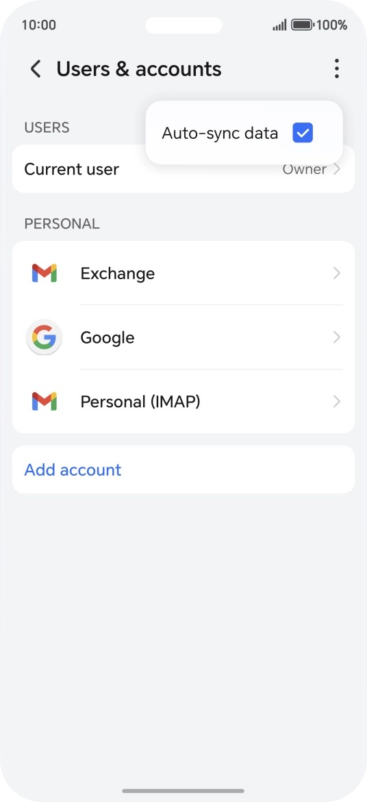 Press Auto-sync data to turn the function on or off. Press Auto-sync data to turn the function on or off.