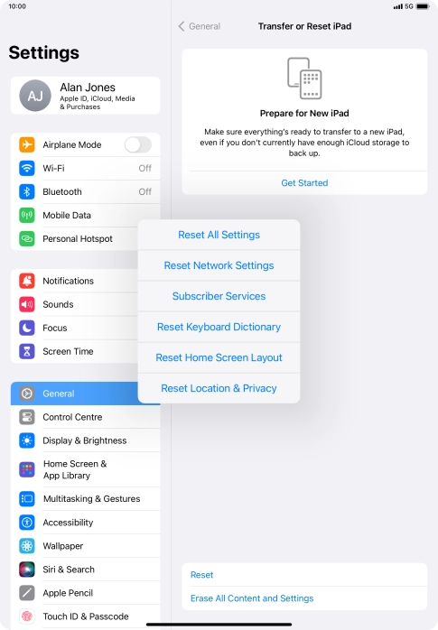 Press Reset All Settings. Press Reset All Settings.