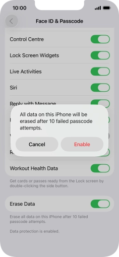 If you turn on the function, press Enable. If you turn on the function, press Enable.