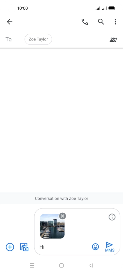 Press the send icon when you've finished your MMS. Press the send icon when you've finished your MMS.