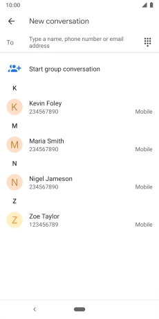 Press To and key in the first letters of the recipient's name. Press To and key in the first letters of the recipient's name.