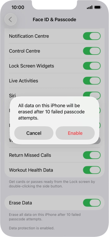 If you turn on the function, press Enable. If you turn on the function, press Enable.