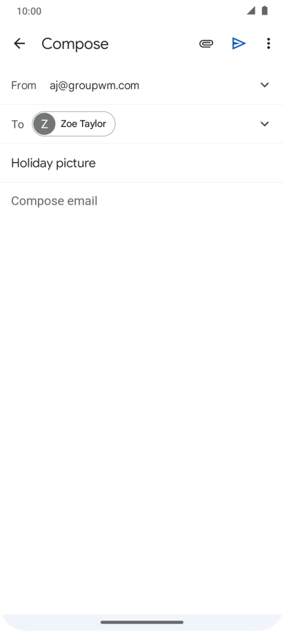 Press the text input field and write the text for your email. Press the text input field and write the text for your email.