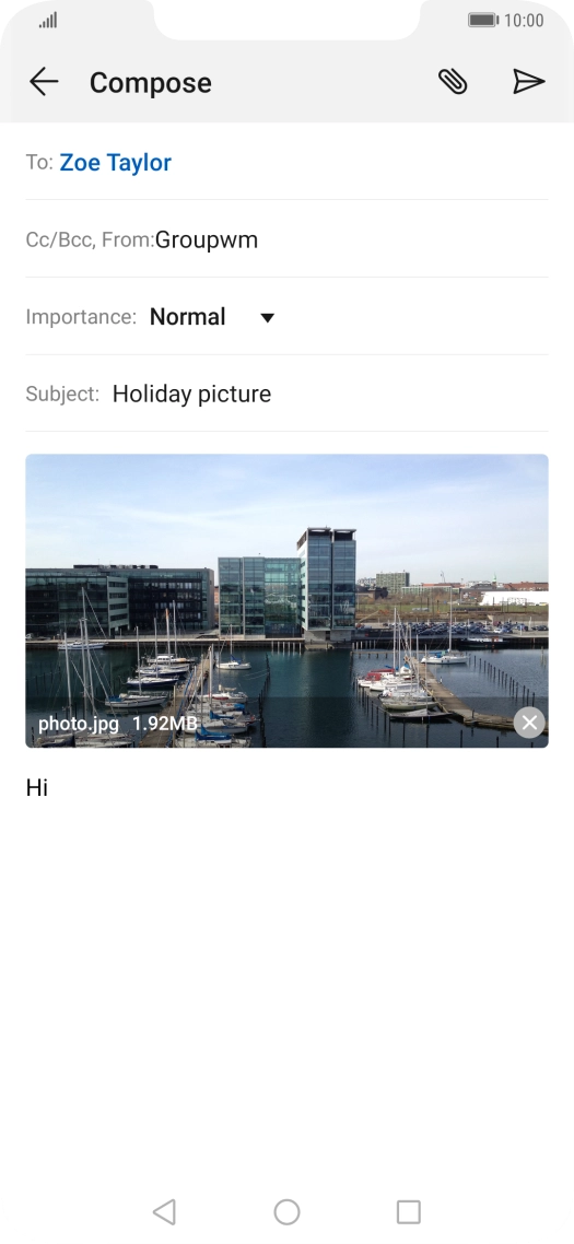 Press the send icon when you've finished your email message. Press the send icon when you've finished your email message.