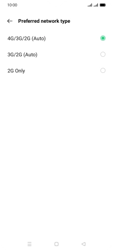 Press the required network mode. Press the required network mode.