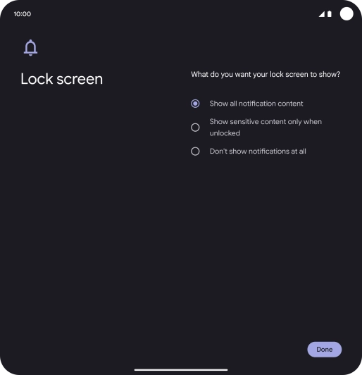 Press the required setting. Press the required setting.
