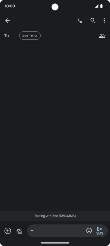 Press the send icon when you've finished your SMS. Press the send icon when you've finished your SMS.