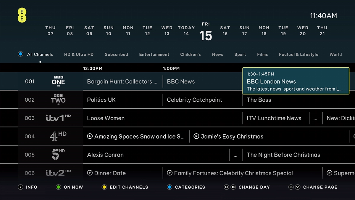 Highlight the required TV programme. Highlight the required TV programme.