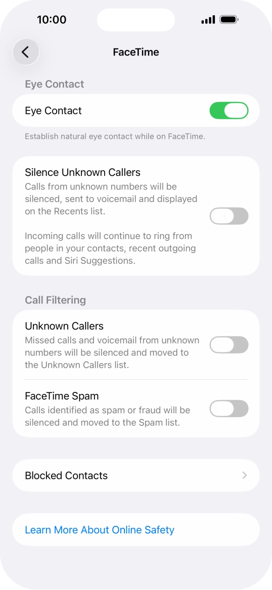 Press Blocked Contacts. Press Blocked Contacts.